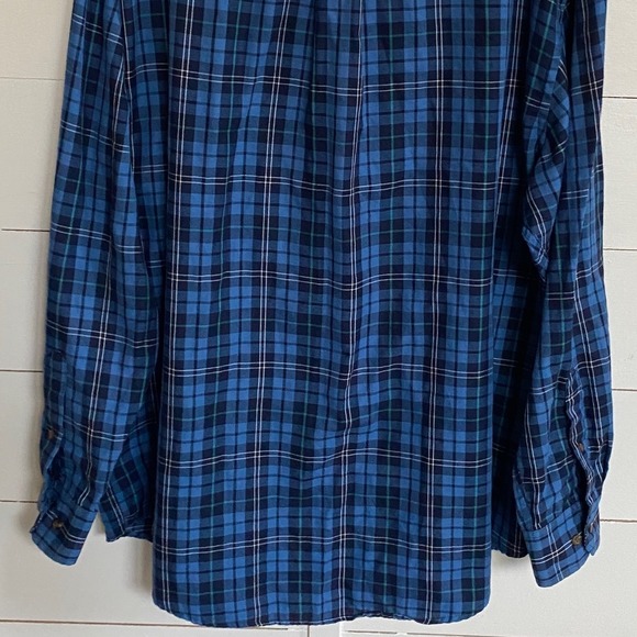 IZOD Men's Plaid Button Down Long Sleeve Shirt Blue Navy White Green -‎ XL EUC - Picture 7 of 10